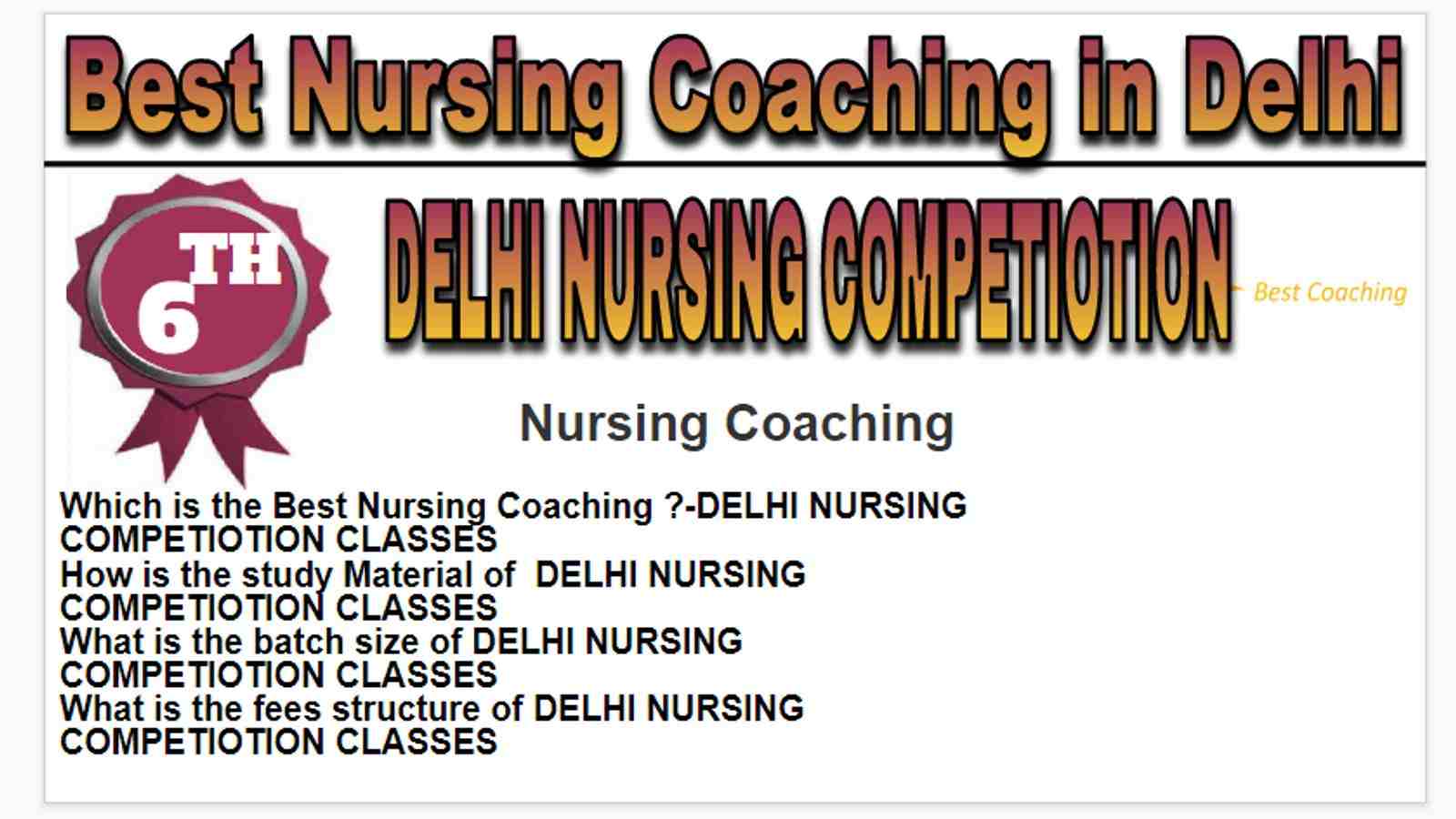 Rank 6 Best nursing coaching in Delhi