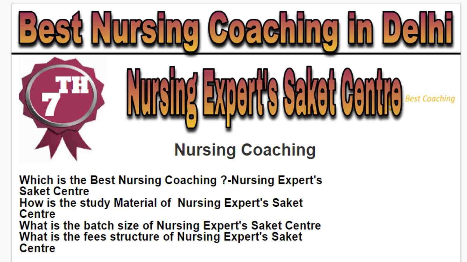 Rank 7 Best nursing coaching in Delhi