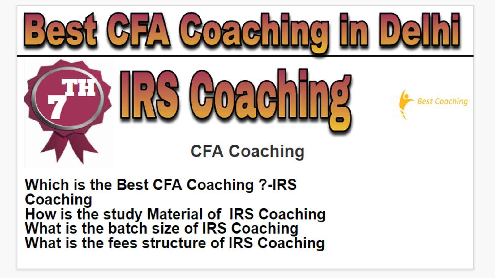 Rank 7 Best cfa coaching in Delhi