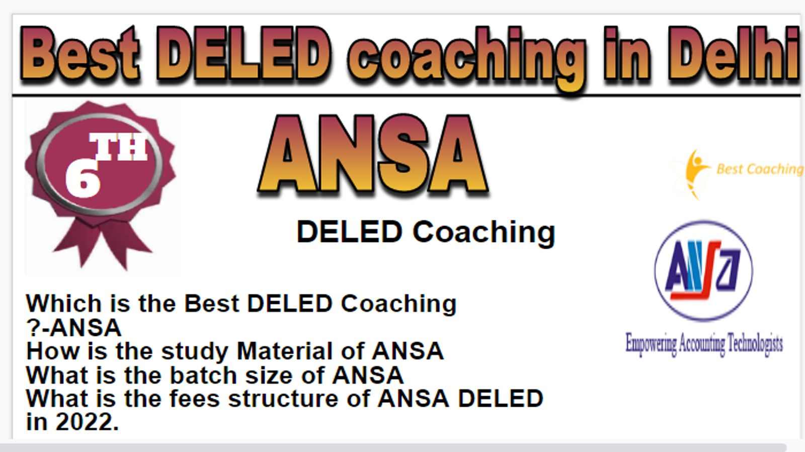 Rank 6 Best DELED coaching in Delhi