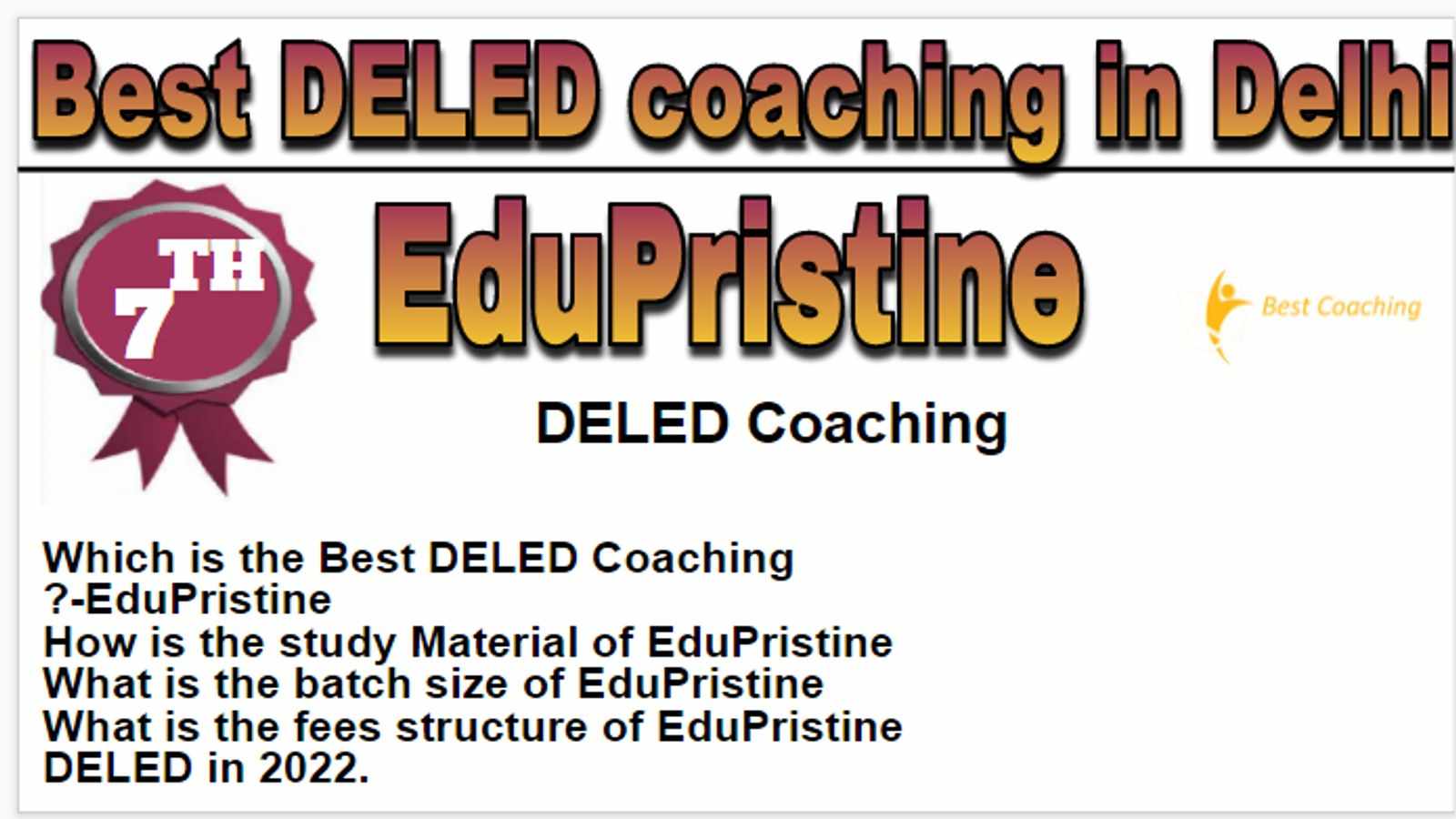 Rank 7 Best DELED coaching in Delhi