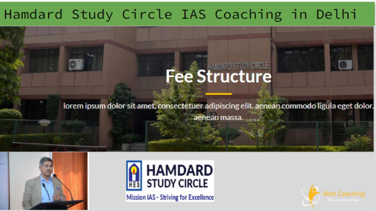 Hamdard Study Circle IAS Coaching Institute Delhi fee Structure