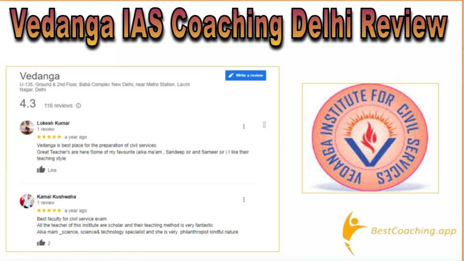 Vedanga IAS Coaching in Delhi Review