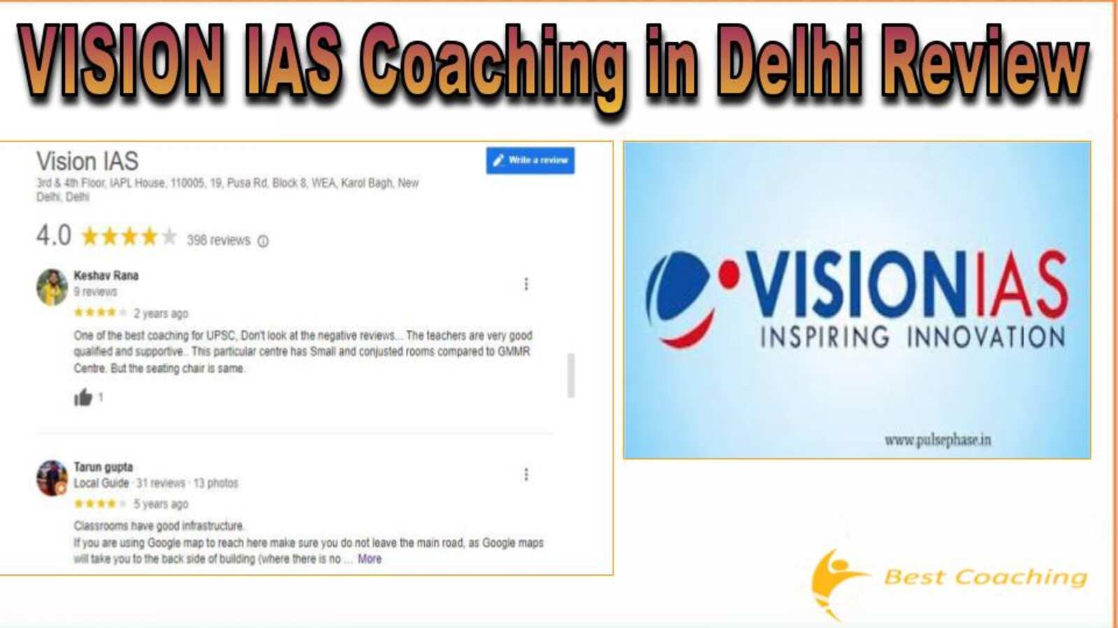 Vision IAS Coaching Institute in Delhi Review