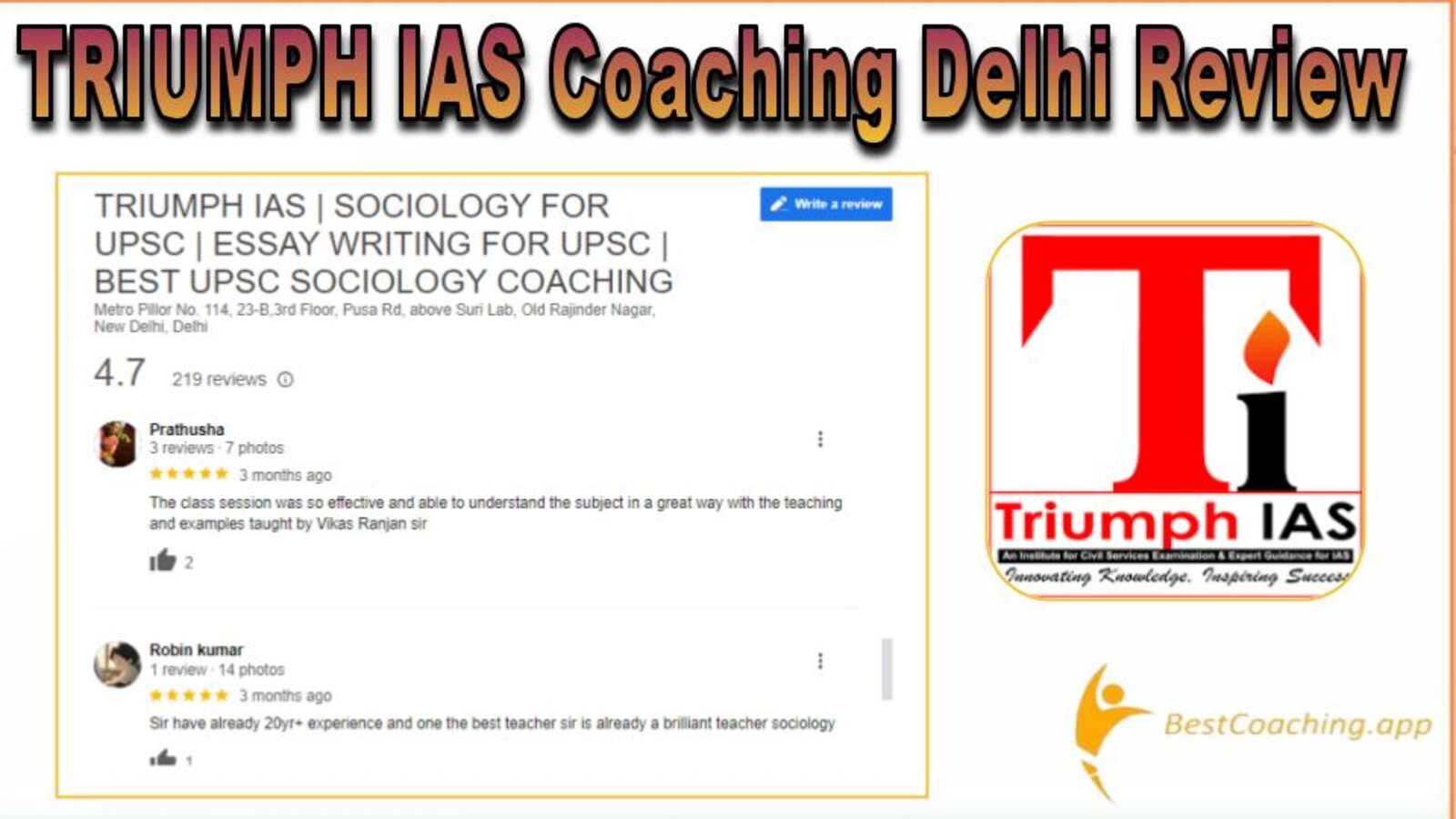 Triumph IAS Coaching in Delhi Review