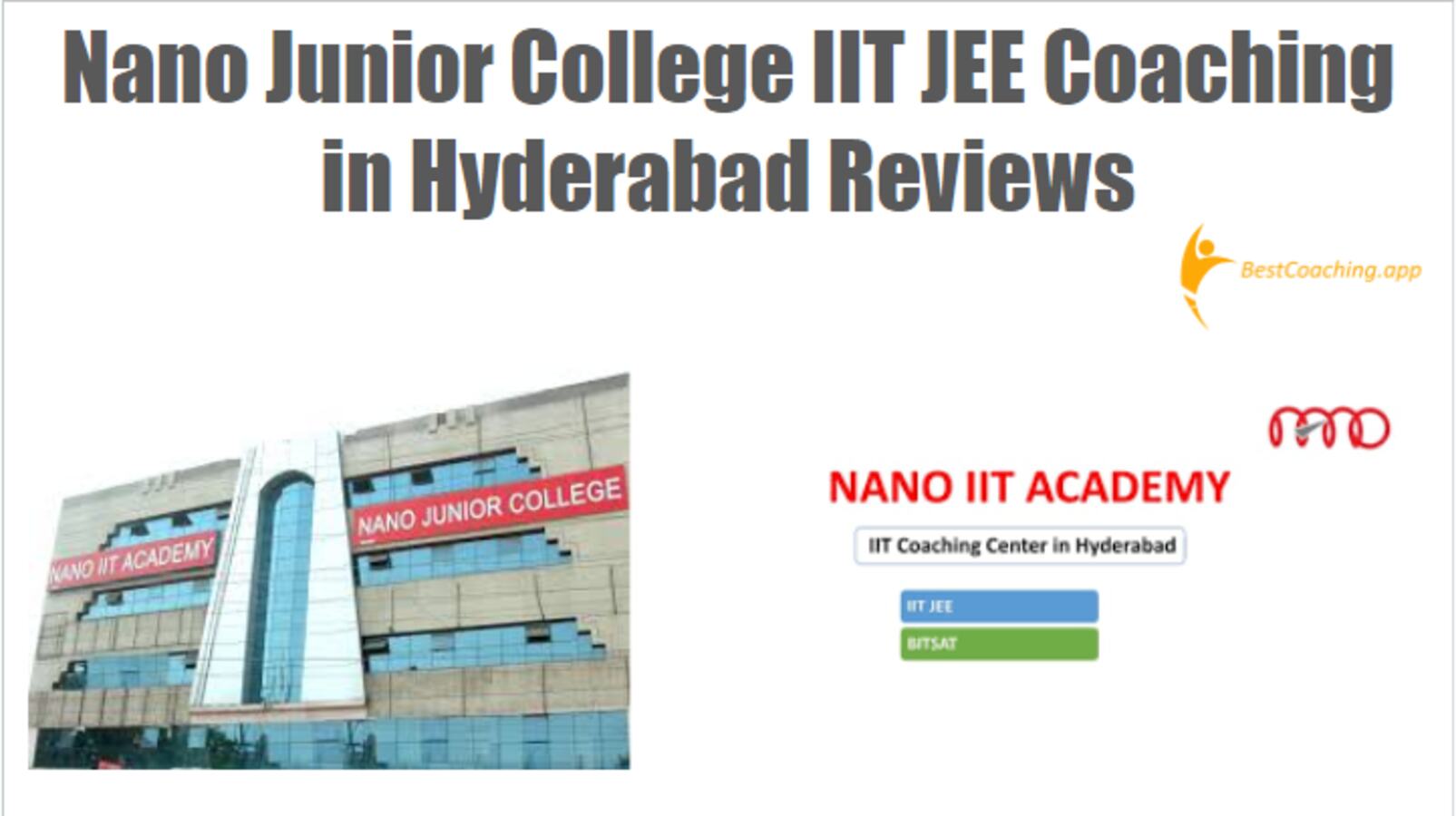 Nano Junior College IIT JEE Coaching in Hyderabad Reviews