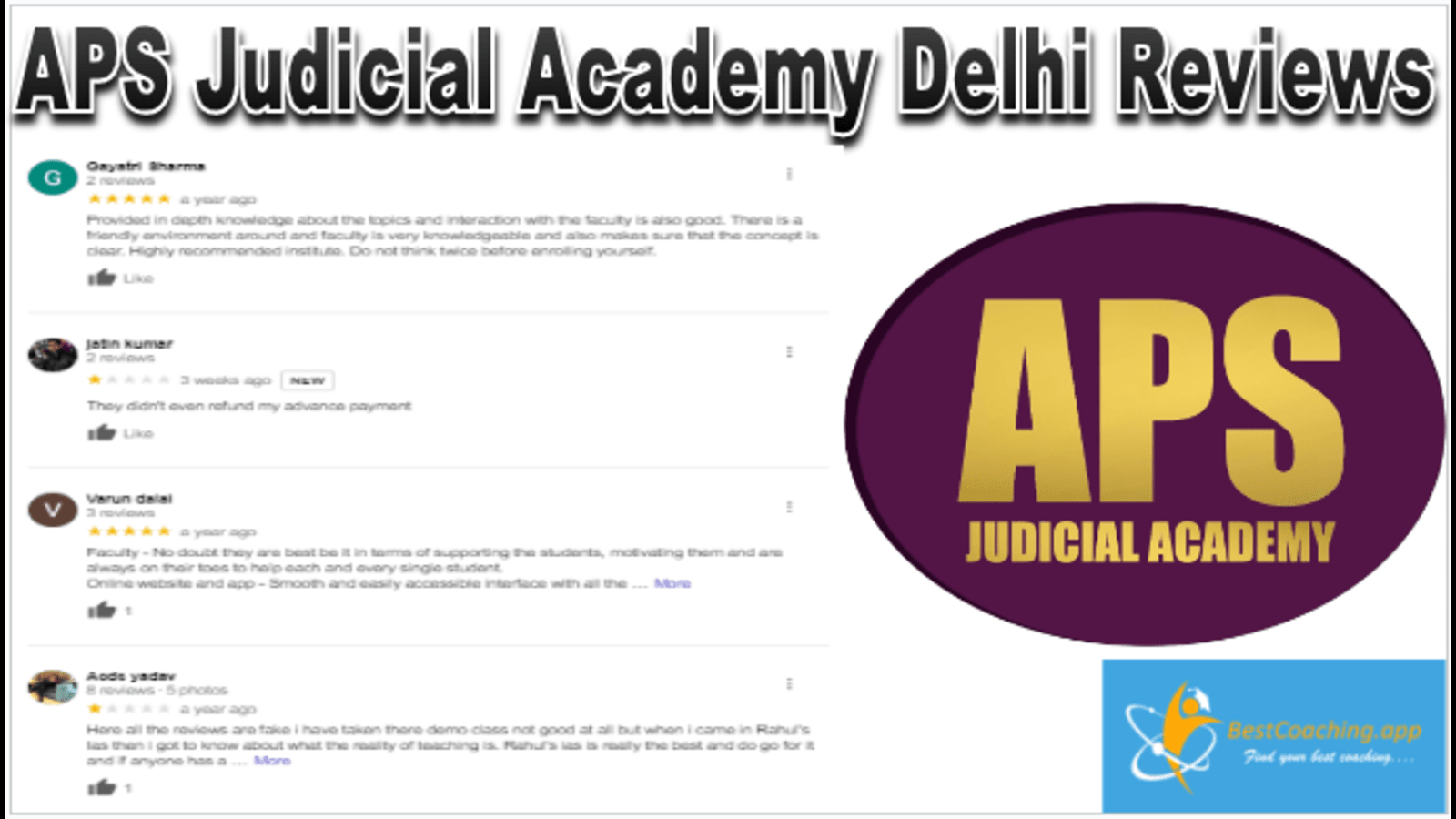 APS Judicial Academy Delhi Reviews