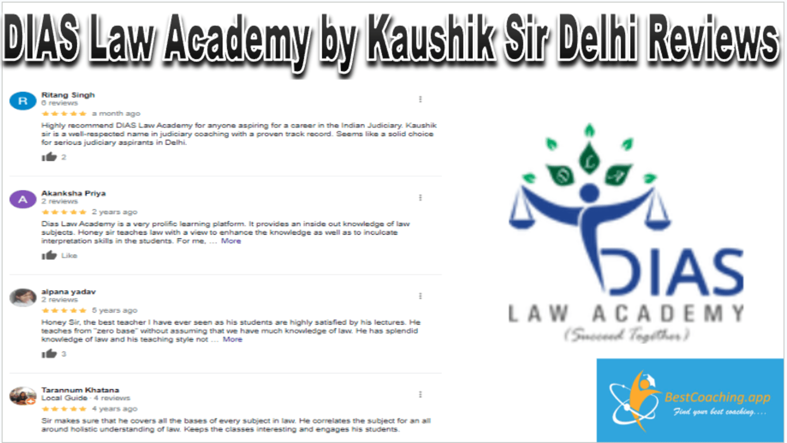 DIAS Law Academy by Kaushik Sir Delhi Reviews