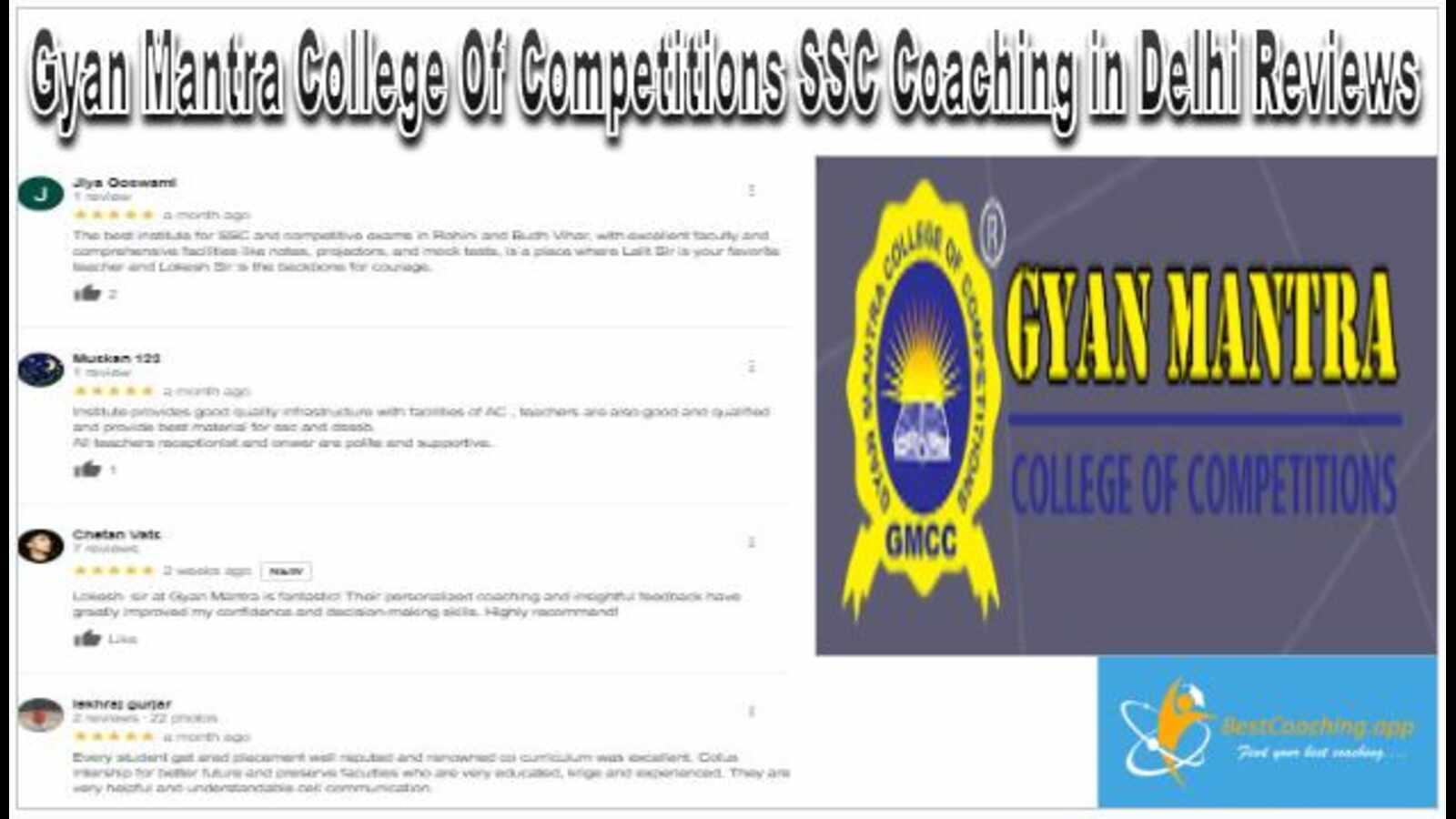 Gyan Mantra College Of Competitions SSC Coaching in Delhi Reviews