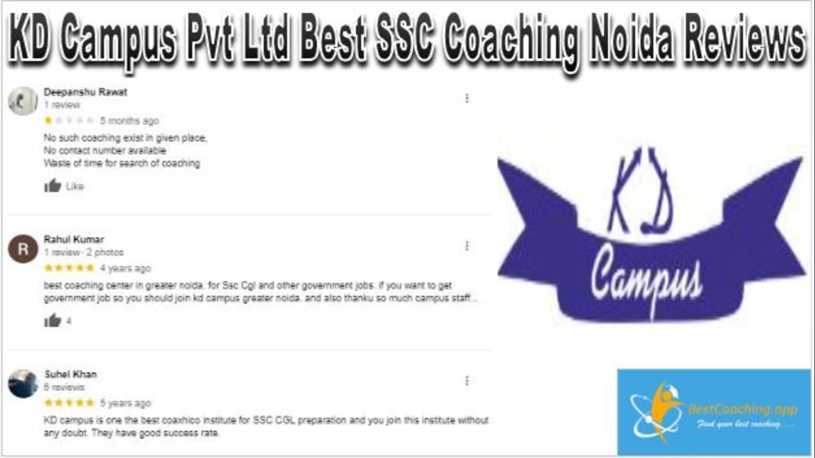 KD Campus Pvt Ltd Best SSC Coaching Noida Reviews