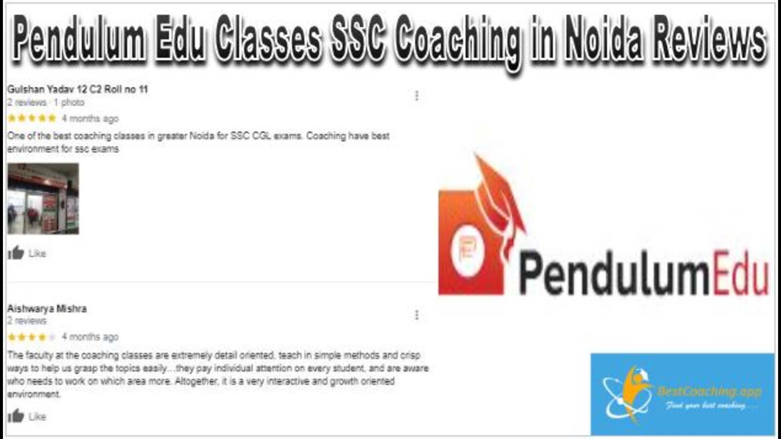 Pendulum Edu Classes SSC Coaching in Noida Reviews