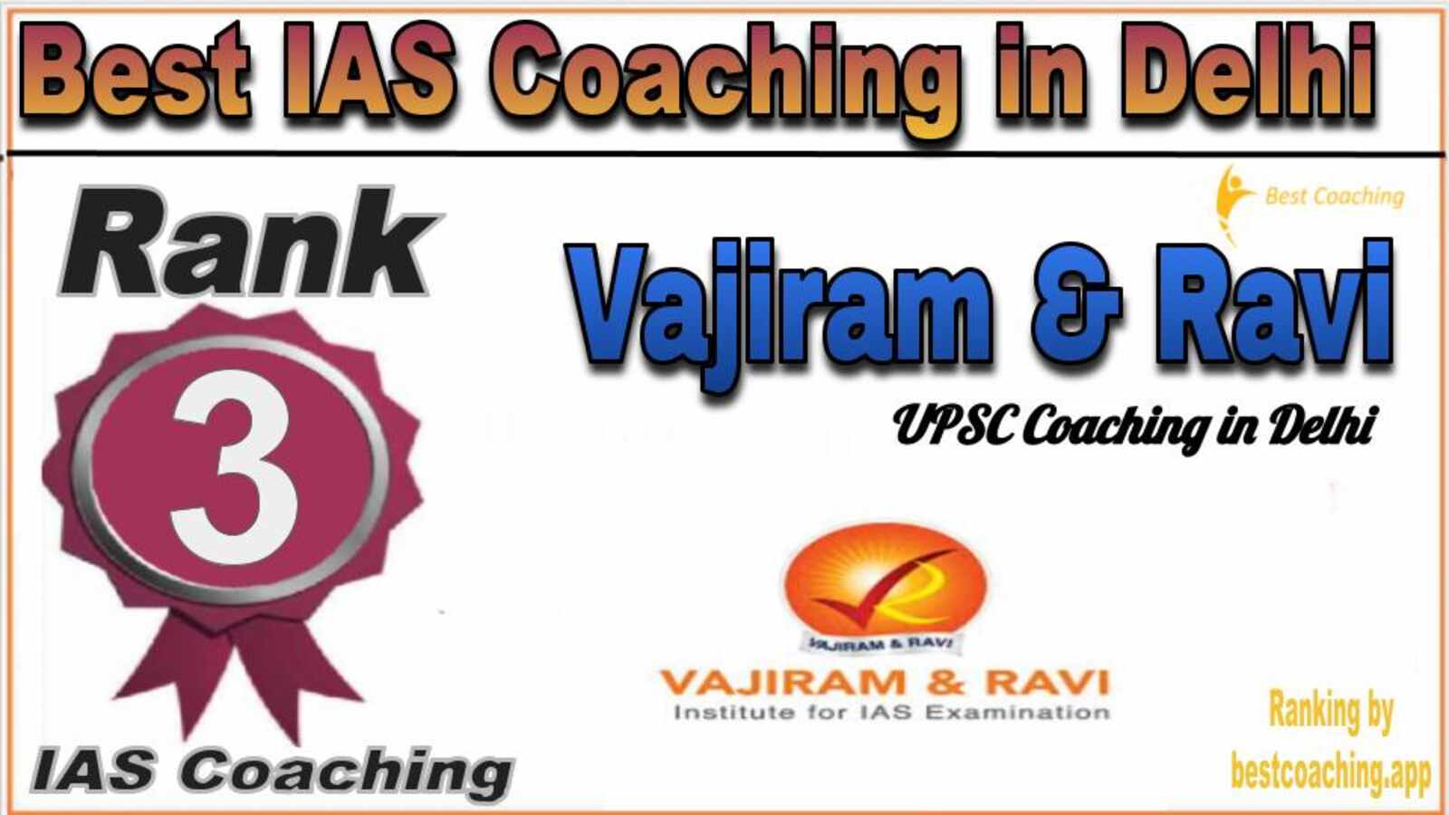 Rank 3 Vajiram and Ravi Best IAS Coaching in Delhi