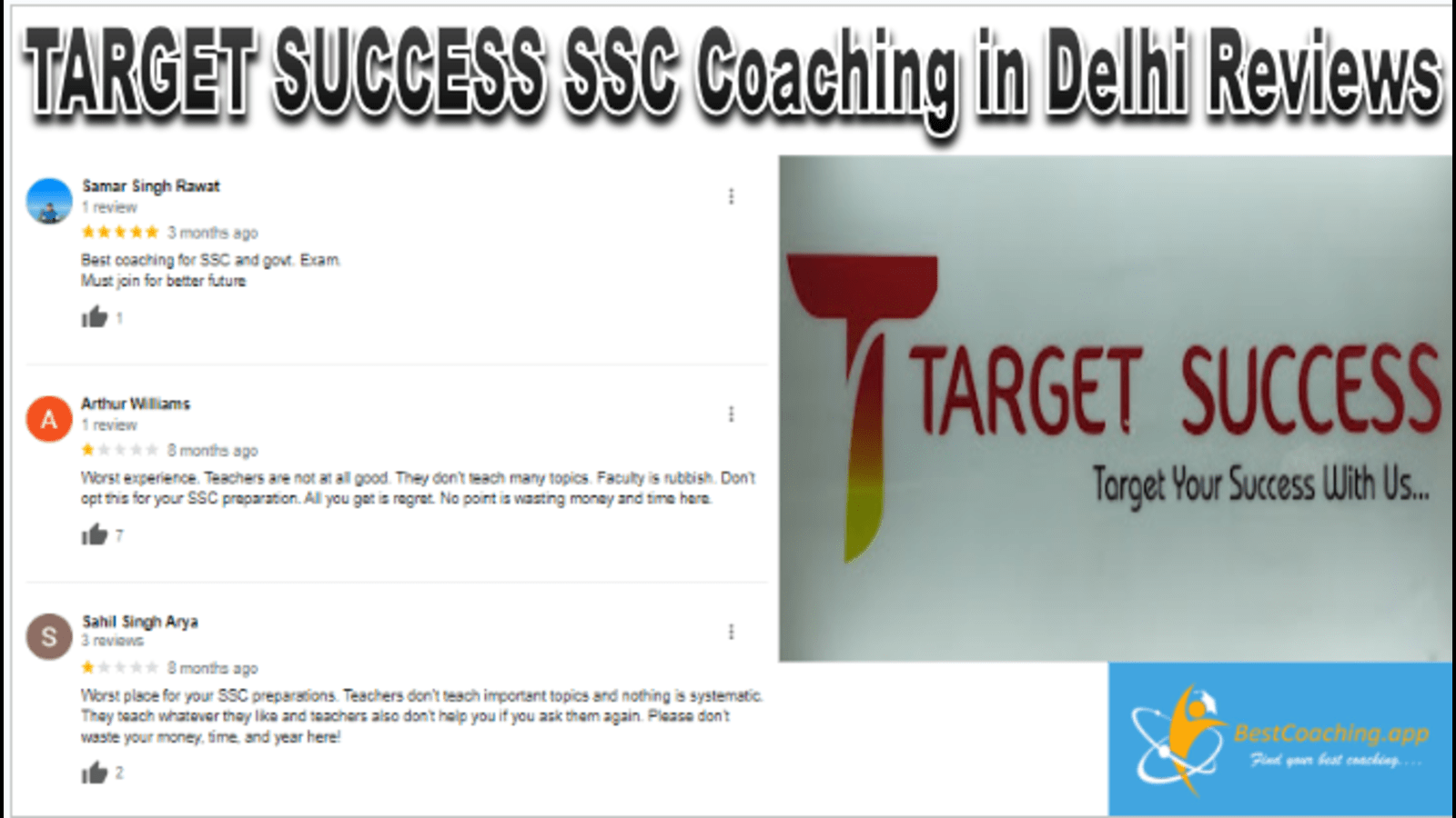 TARGET SUCCESS SSC Coaching in Delhi Reviews