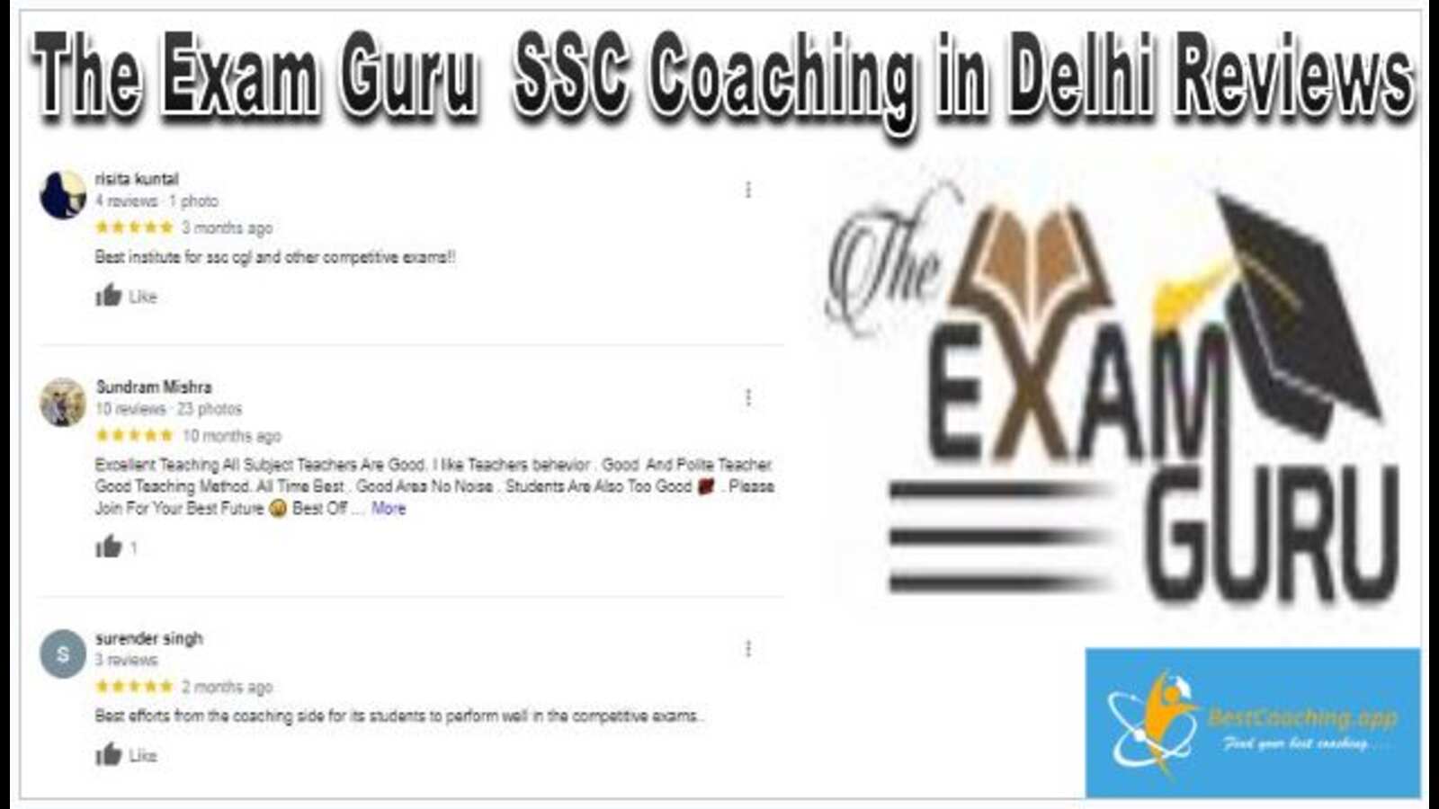 The Exam Guru SSC Coaching in Delhi Reviews