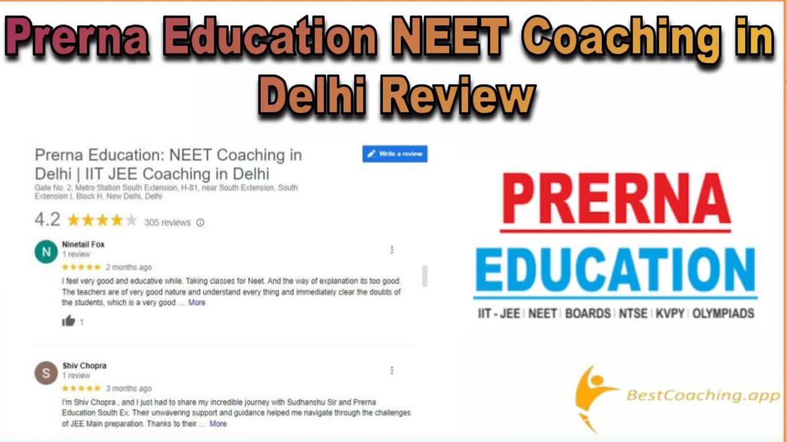 Prerna Education NEET Coaching in Delhi Review