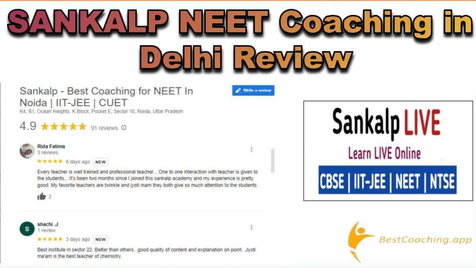 Sankalp NEET Coaching in Delhi Review