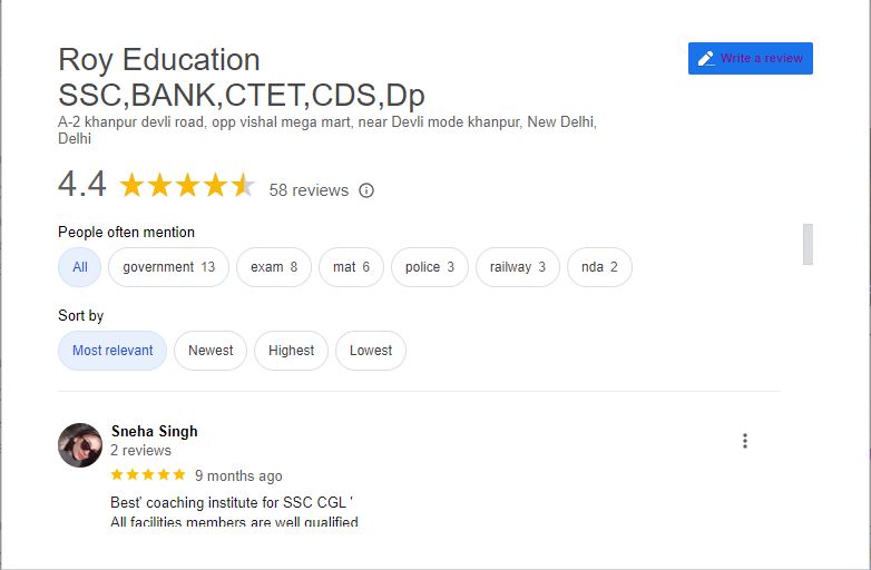 Roy Education SSC Coaching in Delhi Review